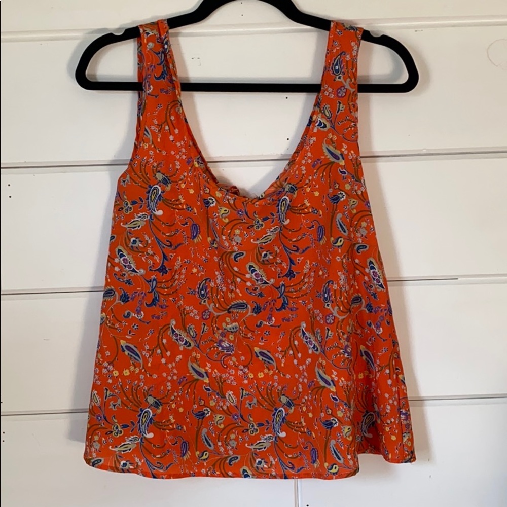 Orange Flowy Tank Top Blouse